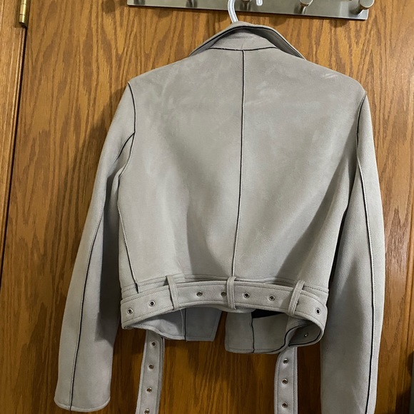 ZARA | Grey Faux Suede Leather Biker Jacket - Picture 4 of 4